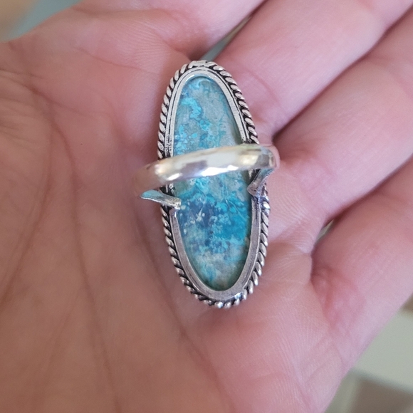 🩵Chrysocolla Gemstone Ring Sterling Silver 925 Stamped - Picture 5 of 6